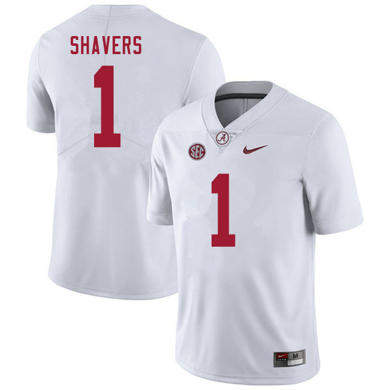 Men #1 Tyrell Shavers Alabama White Tide College Football Jerseys Sale-White